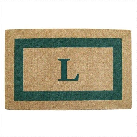 NEDIA HOME Nedia Home 02086L Single Picture - Green Frame 30 x 48 In. Heavy Duty Coir Doormat - Monogrammed L O2086L